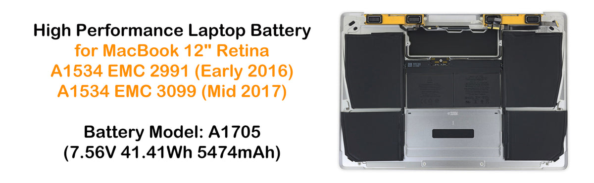 41.41Wh A1705 Battery for Early 2016 Mid 2017 Apple MacBook 12