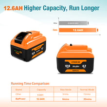 Load image into Gallery viewer, 12.6Ah 20v/60v DCB612 Lithium Battery for Dewalt 20V 60V Battery DCB612 DCB615 DCB609 DCB606 12Ah 9Ah 6Ah 20V/60V Battery Dewalt 20v/60v Max Battery