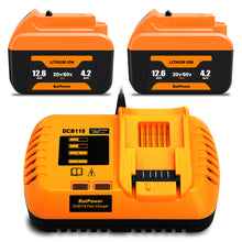 Load image into Gallery viewer, 12.6Ah 20v 60v Battery and Charger Combo for Dewalt 20v 60v Lithium Battery with Charger 12Ah DCB612 DCB609 Dewalt 20v/60v Battery and Charger Kit