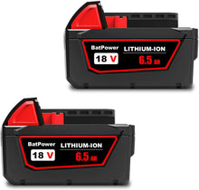 Load image into Gallery viewer, 48-11-1850 6.5AH 18V Lithium XC Extended Capacity Battery Replacement for Milwaukee 18V M18 Battery 5.0Ah 4.0Ah 3.0Ah