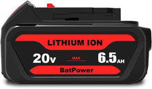 Load image into Gallery viewer, 20V 6.5Ah DCB206 Battery for Dewalt 20V Max Battery 6 Ah DCB206 5 Ah DCB205-2 4 Ah DCB204 Dewalt 20V MAX XR Battery Lithium Ion 6.0Ah 5.0Ah 4.0Ah