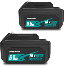 Load image into Gallery viewer, BL1860B 6.5Ah 18 Volt Lithium ion Battery for Makita 18V Battery 6.0Ah 5.0Ah 4.0Ah 3.0Ah 2.0Ah BL1860B BL1850B BL1840B BL1830B BL1820B Compatible with Makita 18V LXT Battery