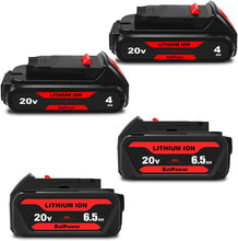 Load image into Gallery viewer, 4 Pack 20V 4.0Ah &amp; 6.5Ah DCB324 Battery Replacement for Dewalt 20V Max Batteries 6Ah 5Ah 4Ah 2Ah 3Ah DCB230 6Ah DCB206 DCB324 20V Max Battery DCB324