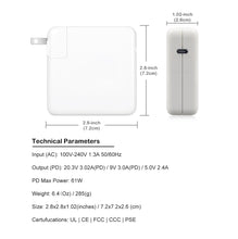 Load image into Gallery viewer, A1718 61W USB-C Charger with USB C cable for Apple MacBook Pro Air 61W USB-C Laptop Power Supply A1718 Ac Adapter