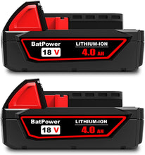 Load image into Gallery viewer, 48-11-1820 18V 4.0AH Lithium XC Compact Battery Replacement for Milwaukee 18V M18 Battery 2.0Ah 3.0Ah 1.5Ah