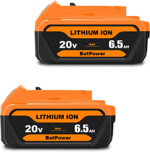 Load image into Gallery viewer, 20V Max 6.5Ah Lithium Ion Battery for Dewalt 20V Max 5.0Ah Battery DCB205-2 Dewalt DCD/DCF/DCG/DCS tools 20v Max XR Battery 5.0Ah 4.0Ah 3.0Ah