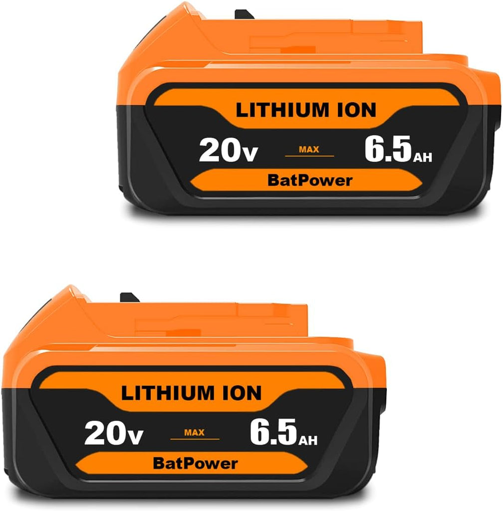 6.5Ah 20V Max Battery Premium 6.0Ah DCB206 Replacement for Dewalt 20V Battery 6.0Ah 5.0Ah 4.0Ah DCB206 DCB204 DCB205-2 Lithium Ion 20v Max XR Battery
