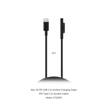 Load image into Gallery viewer, AT3APS 60W PD USB-C to Surface Charge Cable for Microsoft Surface Laptop Pro Go (PD to Surface Charger Charging cable)