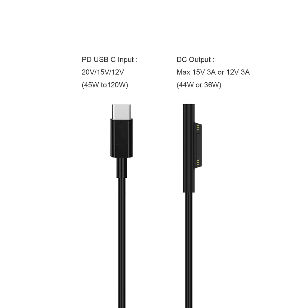 AT3APS 60W PD USB-C to Surface Charge Cable for Microsoft Surface Laptop Pro Go (PD to Surface Charger Charging cable)