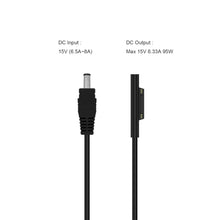 Load image into Gallery viewer, 15V 8A 4A Charging Cable for Surface Laptop Book Pro BatPower ProE 2 External Battery Adapter Car Charger (5.5x2.5mm to Surface 15V 12V Charge Cable)