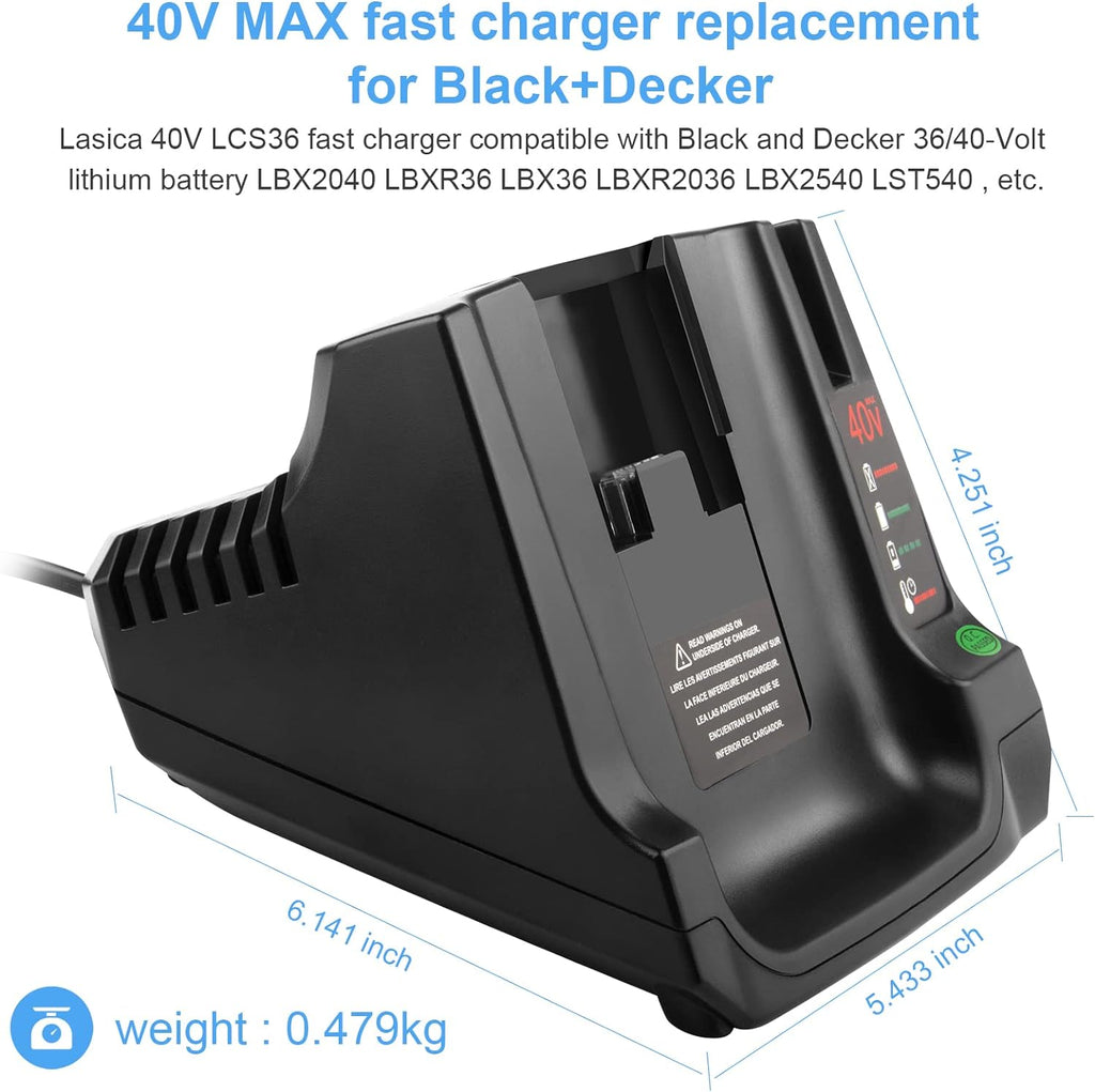40V MAX 36V LCS40 LCS36 Battery Charger for Black Decker LBX2040 LBXR36 LBXR2036 LST540 LCS1240 LBX1540 LST136 36V 40V Max Lithium Battery Charger