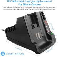 Load image into Gallery viewer, 40V MAX 36V LCS40 LCS36 Battery Charger for Black Decker LBX2040 LBXR36 LBXR2036 LST540 LCS1240 LBX1540 LST136 36V 40V Max Lithium Battery Charger