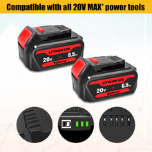 Load image into Gallery viewer, 20V 6.5Ah DCB206 Battery for Dewalt 20V Max Battery 6 Ah DCB206 5 Ah DCB205-2 4 Ah DCB204 Dewalt 20V MAX XR Battery Lithium Ion 6.0Ah 5.0Ah 4.0Ah