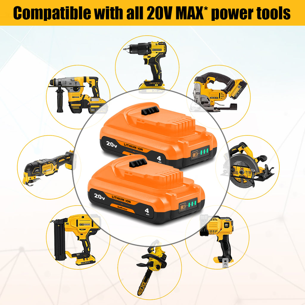 20V MAX Compact Battery 4.0Ah DCB203 for Dewalt 20V Max Battery 2.0Ah DCB203-2 3.0Ah DCB230-2 4.0Ah DCB240-2 Dewalt 20V Compact Battery 2Ah 3Ah 4Ah