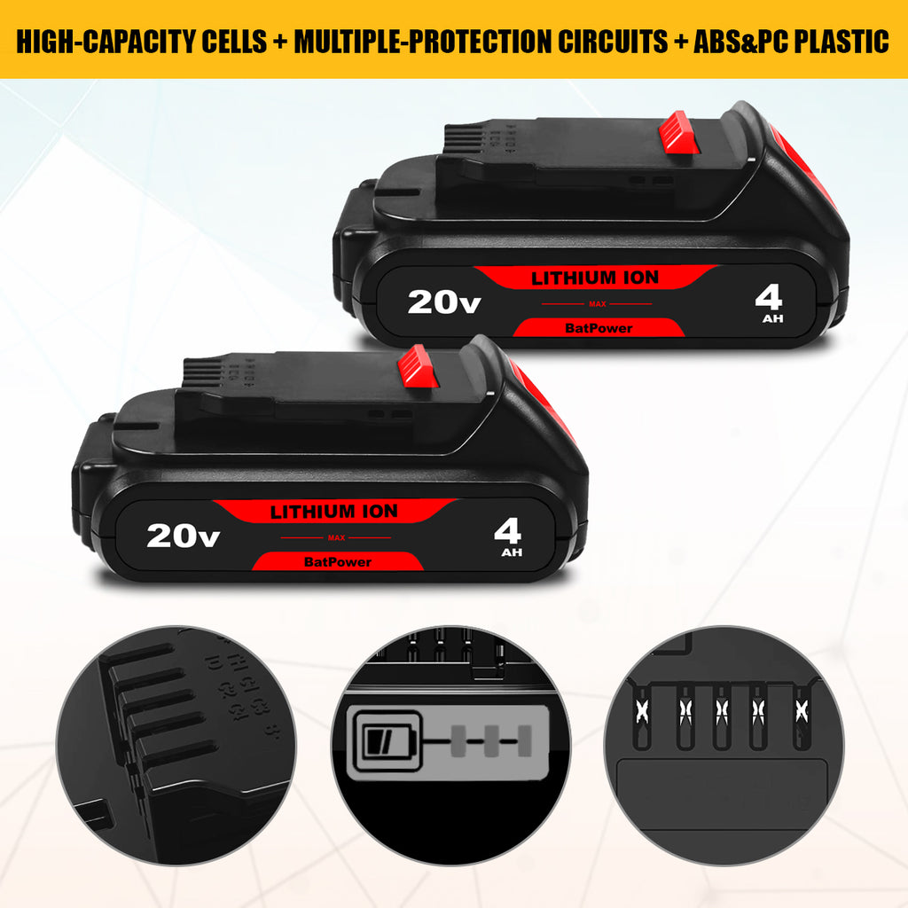 20V MAX 4.0Ah DCB201 Compact Battery Replacement for Dewalt 20V Compact Battery 1.5Ah DCB201 1.0Ah 2.0Ah 2.5Ah 3.0Ah Dewalt 20V Max Compact Battery