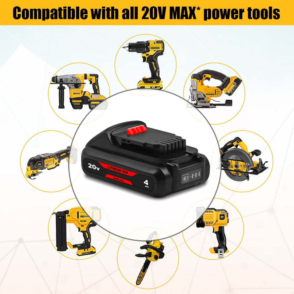 20V MAX 4.0Ah DCB230 Compact Battery Replacement for Dewalt 20V Battery 3Ah DCB230 2Ah DCB203 1.5Ah DCB201 Dewalt 20V MAX XR 3.0Ah Lithium Battery