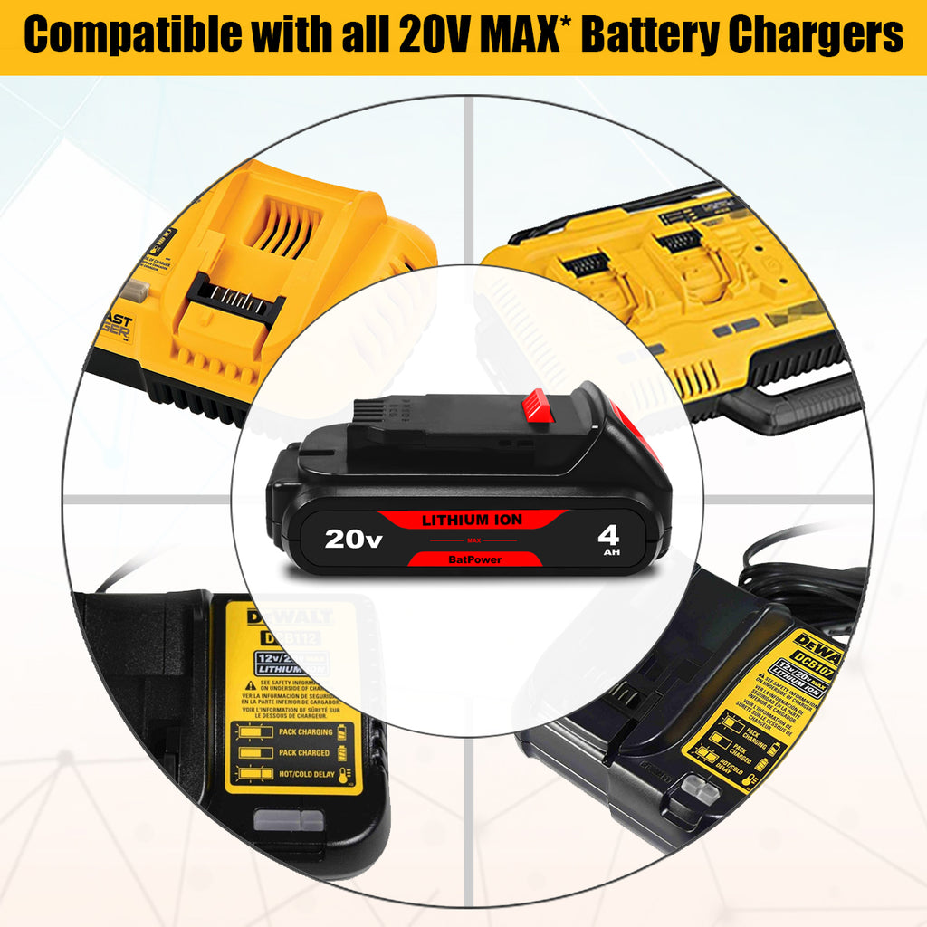 20V MAX 4.0Ah DCB230 Compact Battery Replacement for Dewalt 20V Battery 3Ah DCB230 2Ah DCB203 1.5Ah DCB201 Dewalt 20V MAX XR 3.0Ah Lithium Battery