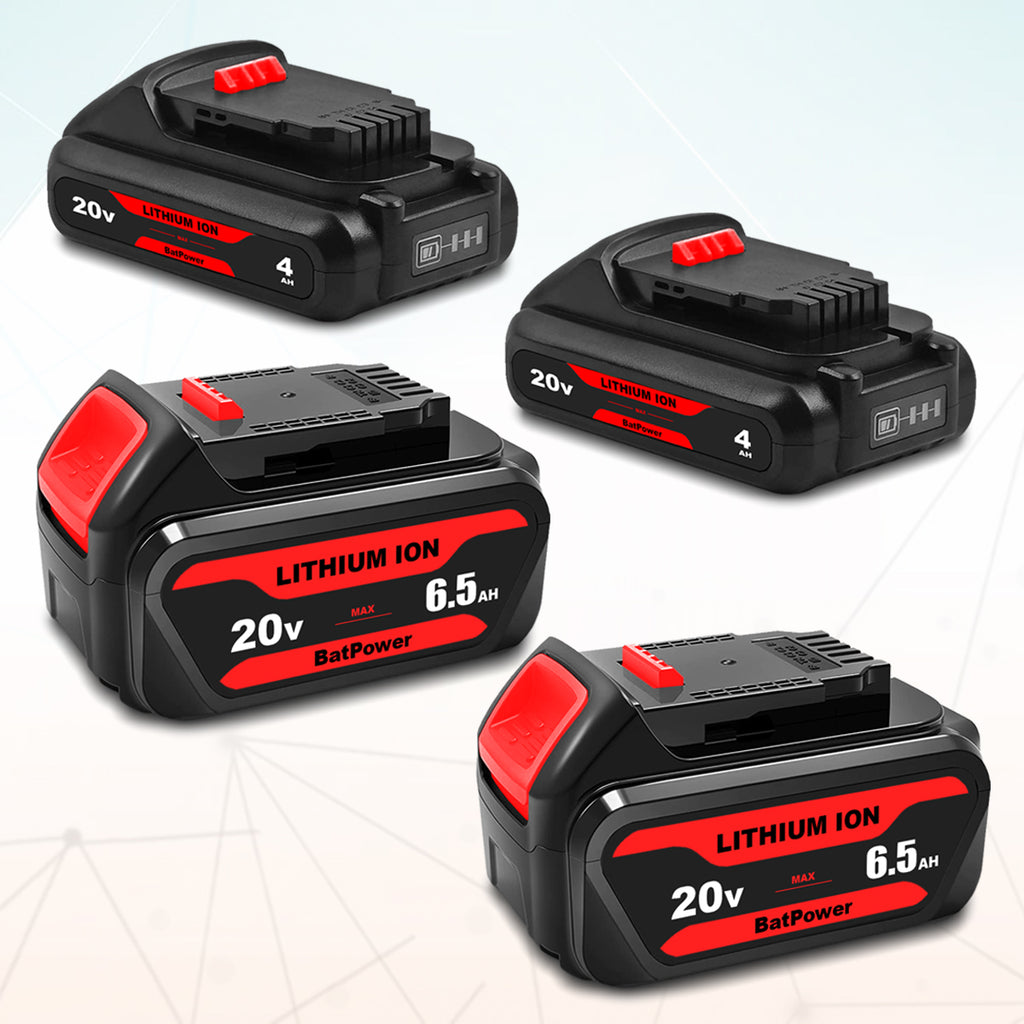 4 Pack 20V 4.0Ah & 6.5Ah DCB324 Battery Replacement for Dewalt 20V Max Batteries 6Ah 5Ah 4Ah 2Ah 3Ah DCB230 6Ah DCB206 DCB324 20V Max Battery DCB324