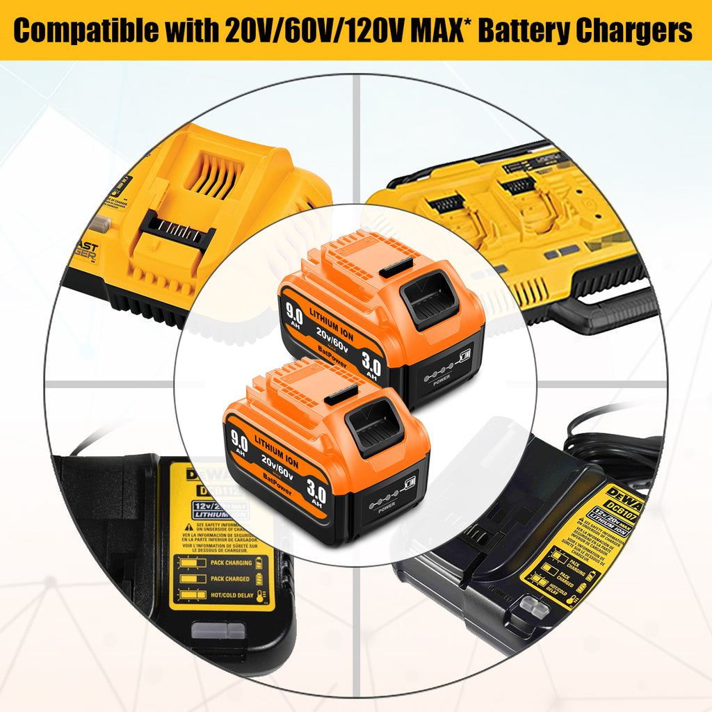 9Ah 20V/60V Battery DCB609 for Dewalt 20v 60v Max Battery 9.0Ah 6.0Ah DCB609 DCB606 20v 60v Battery Compatible with Dewalt 9 Ah 20v/60v Battery