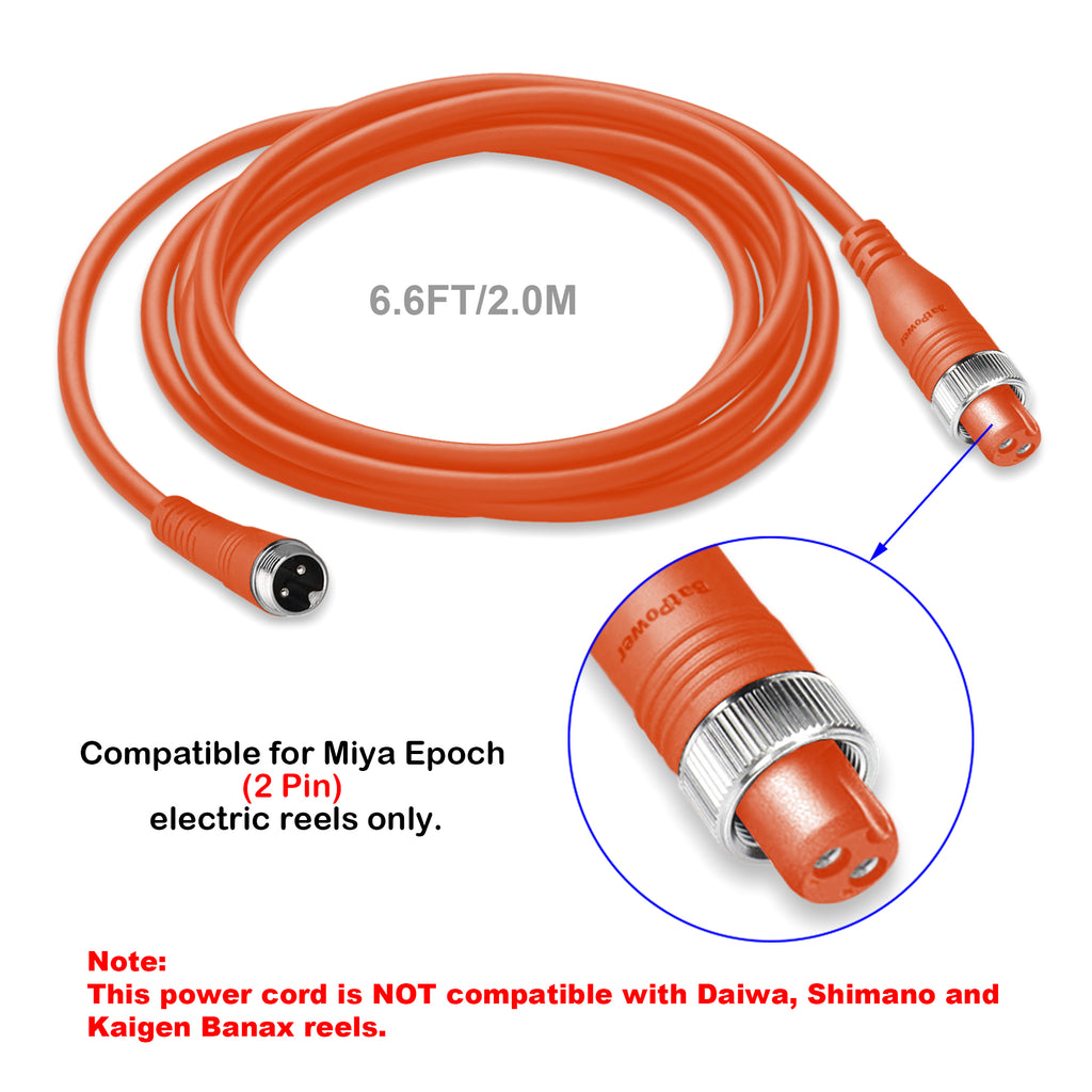 6.6FT-11.5FT ProM Electric Reel Battery Power Cable for Miya Epoch Command Electric Fishing Reel Battery Power Cord Cable 2M-3.5M