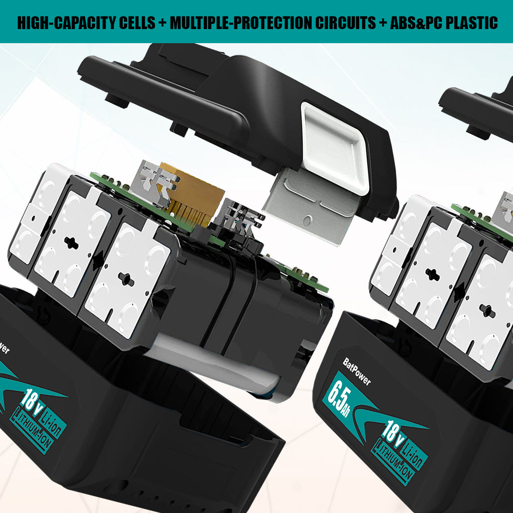 BL1840B 6.5Ah 18V Battery Replacement for Makita 18V 4.0Ah Battery 72Wh BL1840 BL1840B 3.0Ah 54Wh BL1830B BL1830 Compatible with Makita 18 Volts LXT Battery 4Ah 3Ah