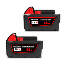 Load image into Gallery viewer, 48-11-1865 18V 6.5AH Lithium XC6.0 Extended Capacity Battery Replacement for Milwaukee 18V Battery M18 6.0Ah 5.0Ah 4.0Ah 3.0Ah 48-11-1860 48-11-1850