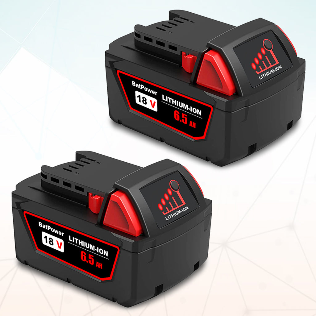 48-11-1850 6.5AH 18V Lithium XC Extended Capacity Battery Replacement for Milwaukee 18V M18 Battery 5.0Ah 4.0Ah 3.0Ah