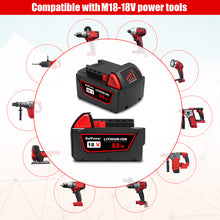 Load image into Gallery viewer, 48-11-1850 6.5AH 18V Lithium XC Extended Capacity Battery Replacement for Milwaukee 18V M18 Battery 5.0Ah 4.0Ah 3.0Ah