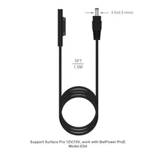 Load image into Gallery viewer, 15V 8A 4A Charging Cable for Surface Laptop Book Pro BatPower ProE 2 External Battery Adapter Car Charger (5.5x2.5mm to Surface 15V 12V Charge Cable)