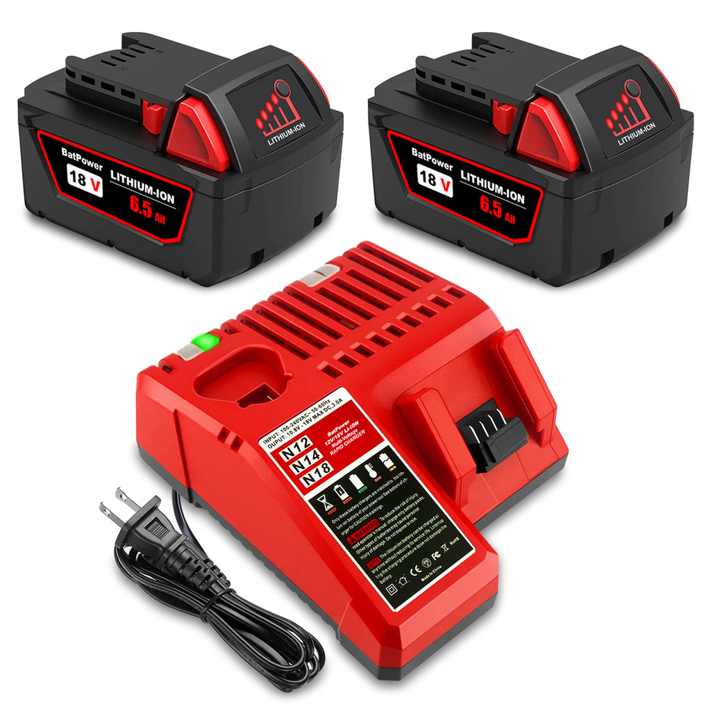 18V 9.0AH 48-11-1890 High Output Battery with Charger Combo Replacement for Milwaukee 18V M18 Battery and Charger 18V Lithium Battery and Charger Kit