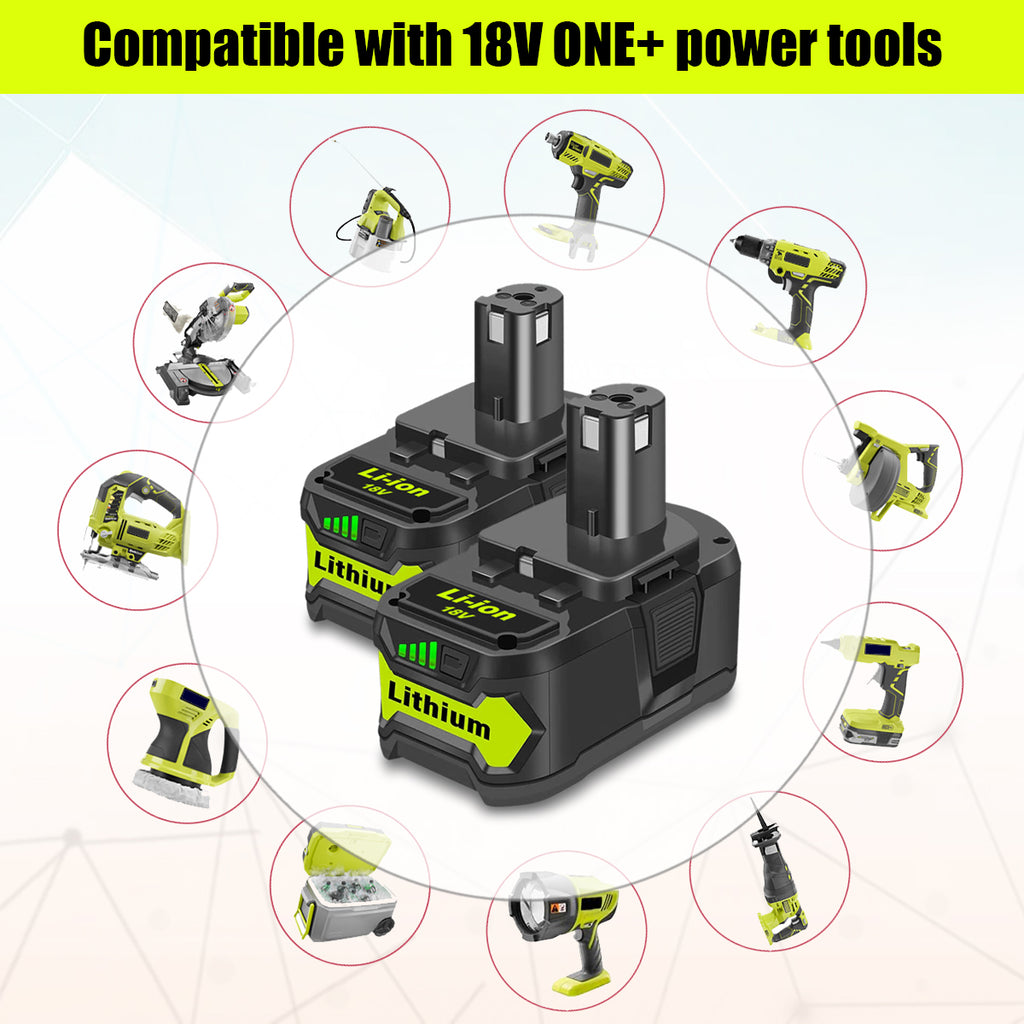 RB18L50 6.5Ah 18 Volt Lithium-Ion High Capacity Battery for Ryobi 18V 5.0Ah Battery RB18L50 Compatible with Ryobi 18 Volt ONE+ Battery 5Ah 4Ah 3Ah