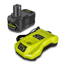 Load image into Gallery viewer, 6.5AH 18V Lithium Battery with Charger Combo for Ryobi 18 Volt ONE+ Battery and Charger Kit P117 P193 PBP007 PBP005 PBP004 P108 6Ah 5Ah 4Ah