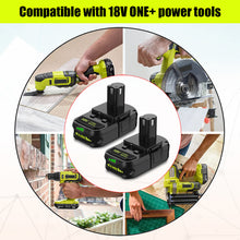 Load image into Gallery viewer, P190 18 Volt 4.0Ah Compact Battery for Ryobi 18V Battery 3.0Ah 2.0Ah 1.5Ah P190 P191 PBP003 PBP006 P189 PBP002 Compatible with Ryobi 18 Volt ONE+ Battery 2Ah 36Wh 1.5Ah 27Wh 3Ah 54Wh