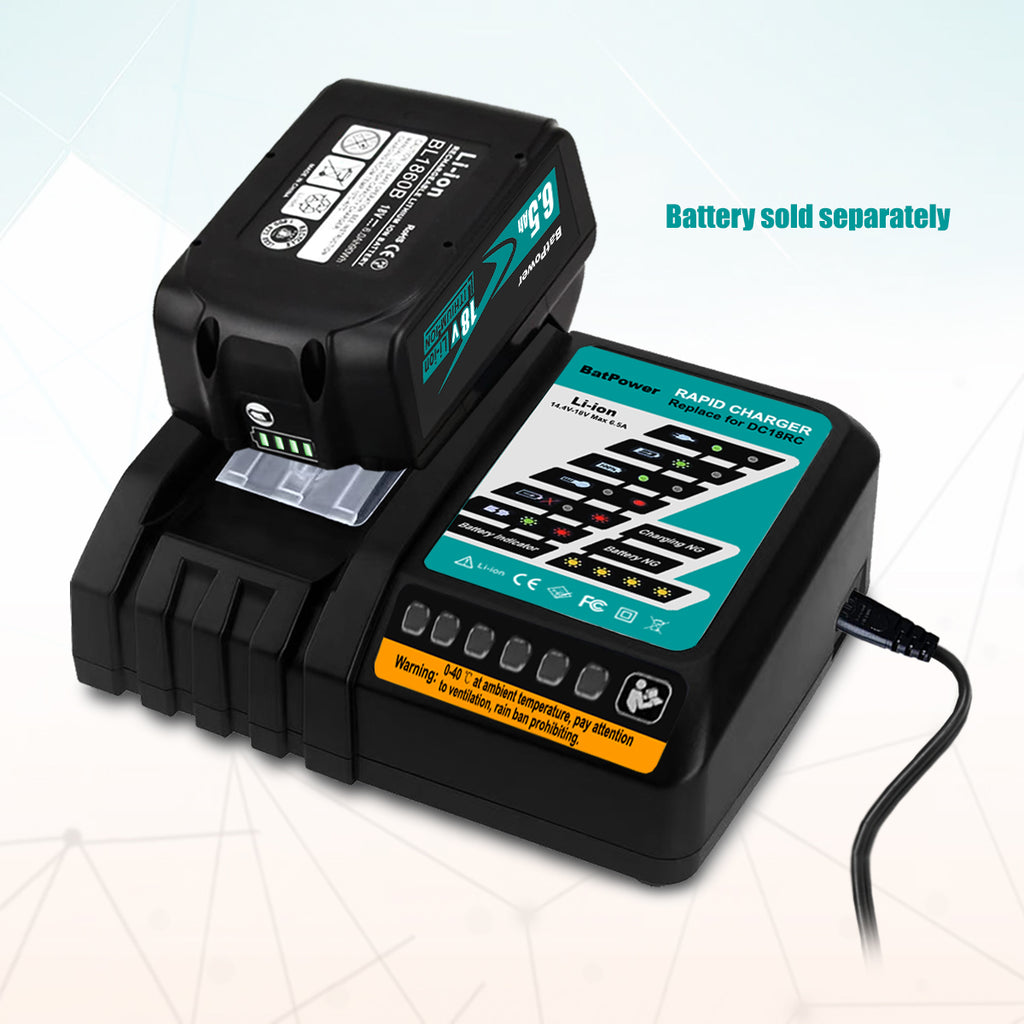 14.4V-18V 6.5A DC18RC Rapid Charger for Makita 18V Battery Charger BL1860B 6.0Ah BL1850B 5.0Ah BL1840B 4.0Ah BL1830B 3.0Ah 18V Battery Charger DC18RD