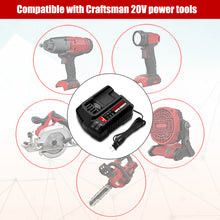 Load image into Gallery viewer, 20V V20 Battery Charger CMCB104 for Craftsman V20 20V 6Ah CMCB206 4Ah CMCB204 5Ah CMCB205 9Ah CMCB209 2Ah CMCB202 CMCB201 V20 Lithium Battery Charger