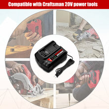 Load image into Gallery viewer, 20V V20 Battery Charger CMCB104 for Craftsman V20 20V 6Ah CMCB206 4Ah CMCB204 5Ah CMCB205 9Ah CMCB209 2Ah CMCB202 CMCB201 V20 Lithium Battery Charger