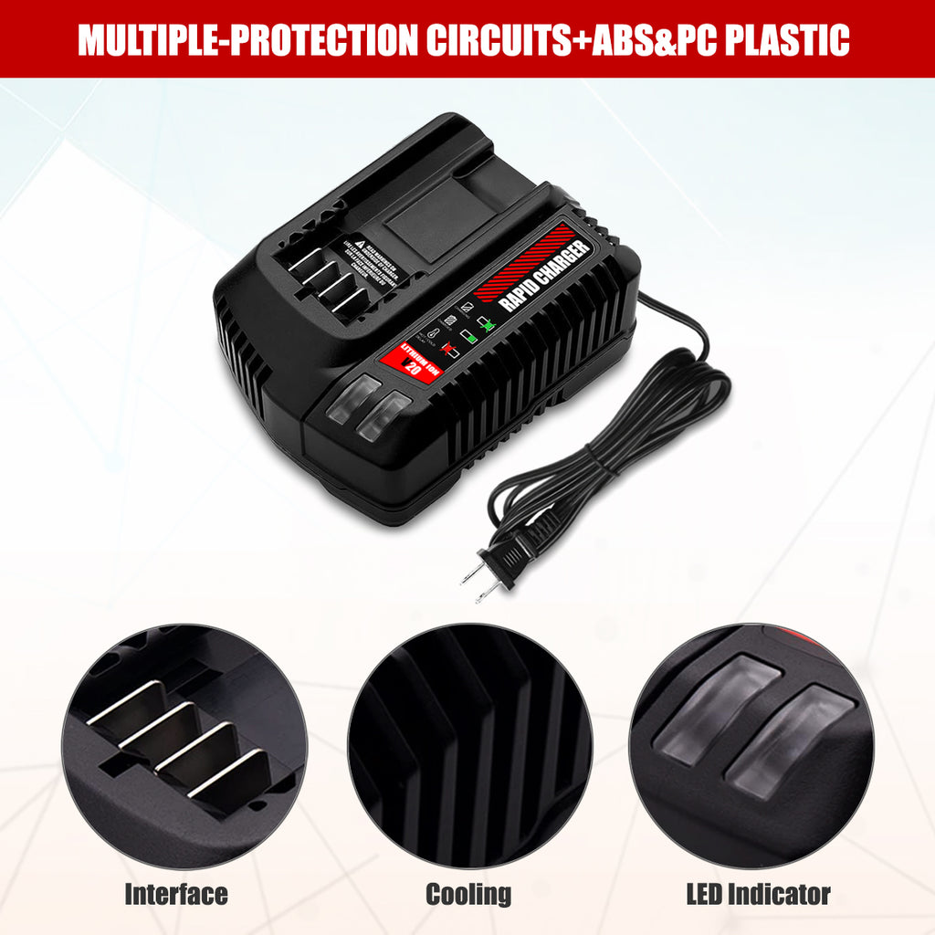 20V V20 Battery Charger CMCB104 for Craftsman V20 20V 6Ah CMCB206 4Ah CMCB204 5Ah CMCB205 9Ah CMCB209 2Ah CMCB202 CMCB201 V20 Lithium Battery Charger