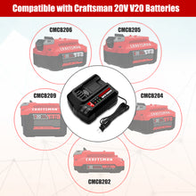 Load image into Gallery viewer, 20V V20 Battery Charger CMCB104 for Craftsman V20 20V 6Ah CMCB206 4Ah CMCB204 5Ah CMCB205 9Ah CMCB209 2Ah CMCB202 CMCB201 V20 Lithium Battery Charger