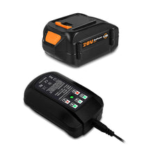 Load image into Gallery viewer, 20V 6.5Ah WA3578 Extended Capacity Battery with Charger Kit Replacement for WORX 20V Battery and Charger Combo 20V 5.0Ah 4.0 Ah 3.0 Ah 2.0Ah Battery