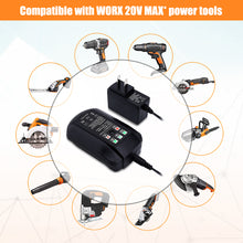 Load image into Gallery viewer, 20V Fast Charger WA3742 Replacement for Worx 20V Battery Charger WA3732 WA3742 20V WA3868 4.0Ah WA3578 2.0Ah WA3575 WA3520 Battery Rapid Charger