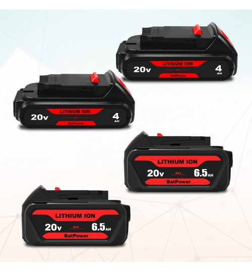 BatPower 20V Max 4.0Ah & 6.5Ah DCB324 Battery Replacement for 20V MAX 3.0Ah DCB230 6.0Ah DCB206 Premium Battery 4 Pack Black, Compatible with Dewalt 20V Max Power Tools, 20 Volts MAX Battery DCB324-4