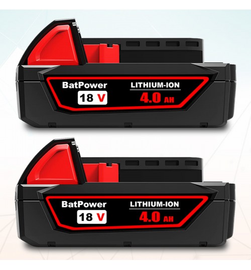 BatPower 2 Pack 18V 4.0AH 48-11-1820 Compact Battery for 18V 36Wh 2.0 AH 1.5 Ah 3.0 Ah Battery Compatible with Milwaukee 18V Lithium XC Cordless Power Tools M18 48-11-1820 2.0Ah 3.0Ah 1.5Ah Battery