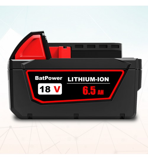 BatPower 18V 6.5AH 48-11-1865 Extended Capacity Battery for 18V 108Wh 6.0 AH Battery 48-11-1862 Compatible with Milwaukee 18V Lithium XC Cordless Power Tools M18 48-11-1860 6.0Ah Battery Pack