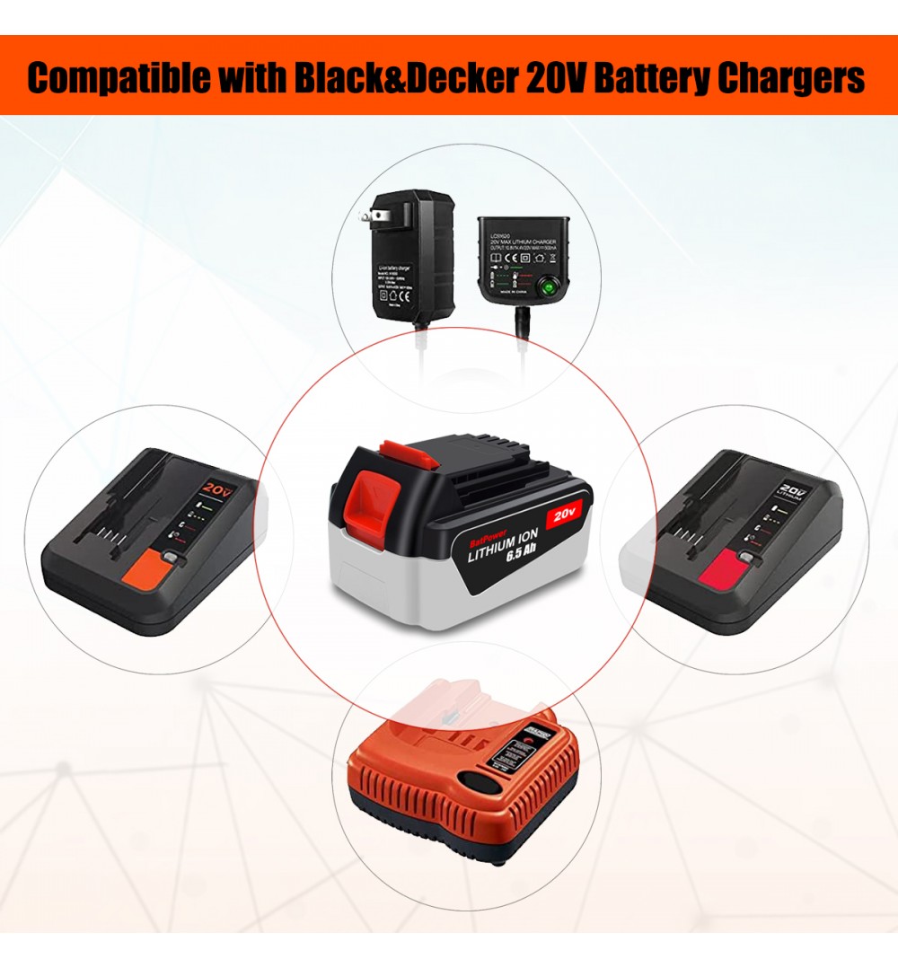 BatPower 2 Pack 20V 6.5Ah LB2X4020 Extended Capacity Battery for 20V 4.0Ah  LBX4020 LB2X4020